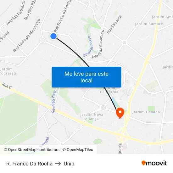 R. Franco Da Rocha to Unip map