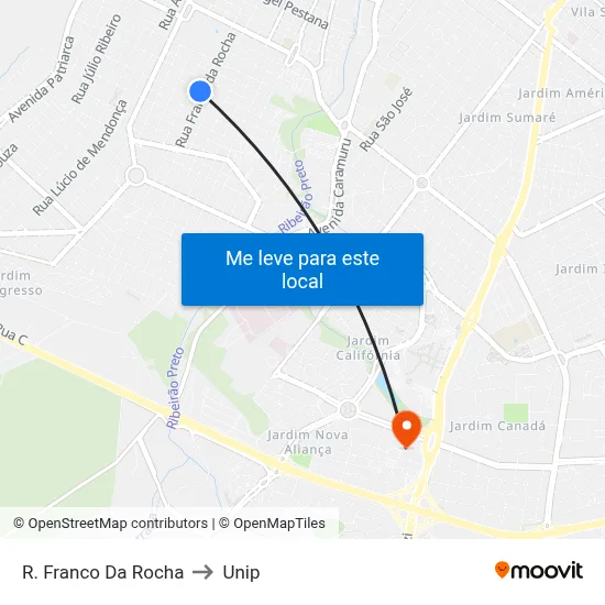R. Franco Da Rocha to Unip map