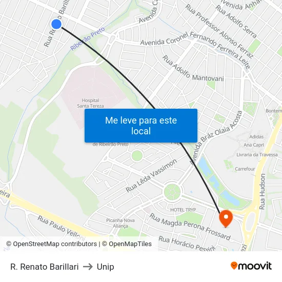 R. Renato Barillari to Unip map