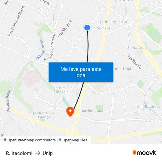 R. Itacolomi to Unip map