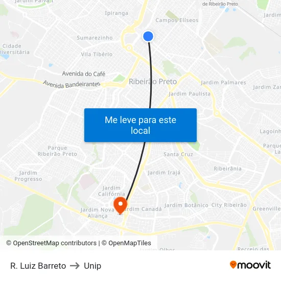 R. Luiz Barreto to Unip map