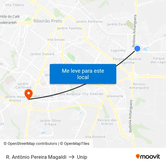 R. Antônio Pereira Magaldi to Unip map