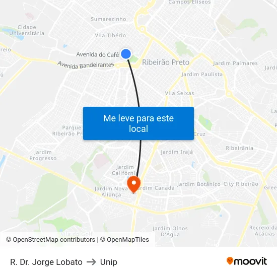 R. Dr. Jorge Lobato to Unip map