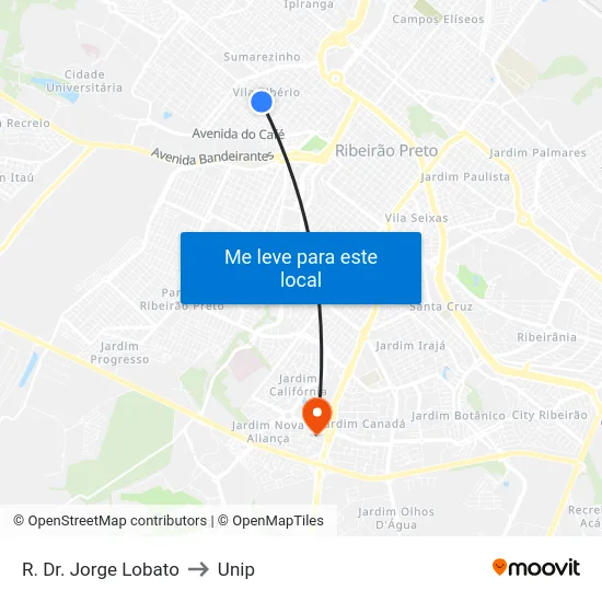 R. Dr. Jorge Lobato to Unip map