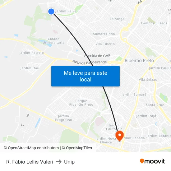 R. Fábio Lellis Valeri to Unip map