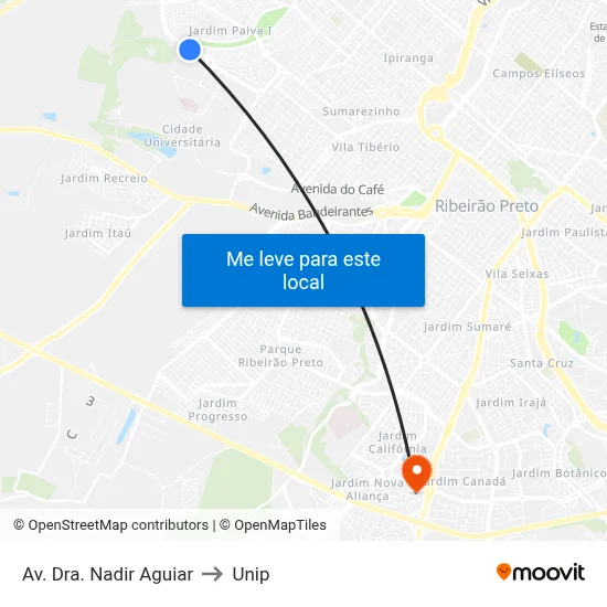 Av. Dra. Nadir Aguiar to Unip map