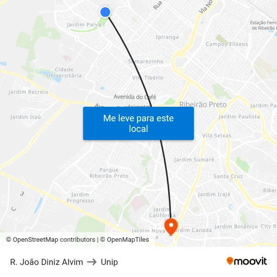 R. João Diniz Alvim to Unip map