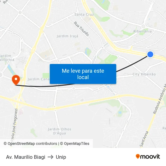 Av. Maurílio Biagi to Unip map