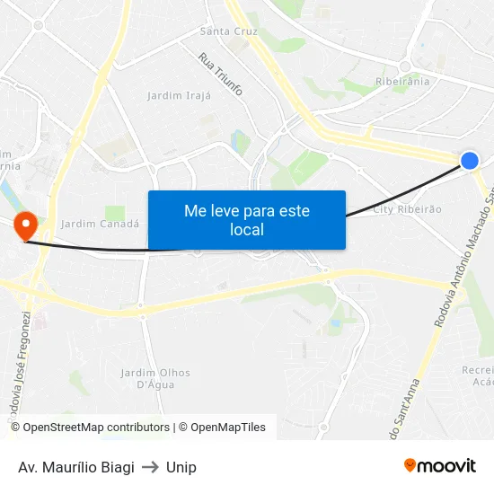 Av. Maurílio Biagi to Unip map