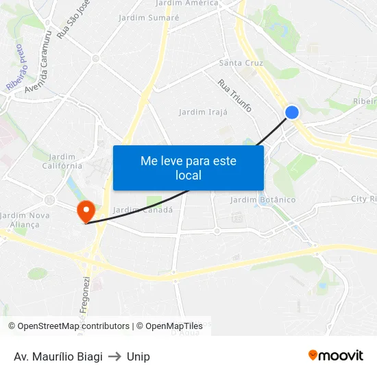Av. Maurílio Biagi to Unip map