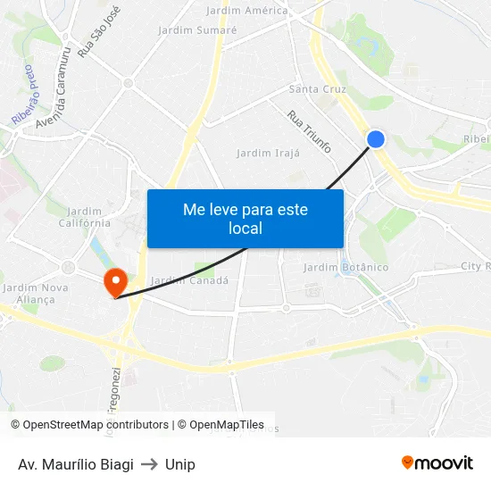 Av. Maurílio Biagi to Unip map