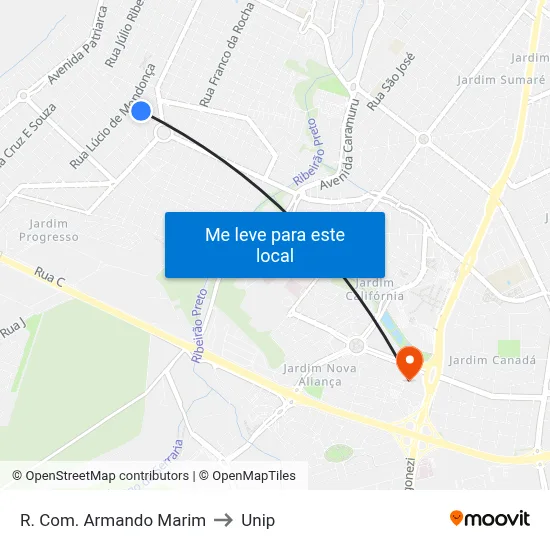 R. Com. Armando Marim to Unip map