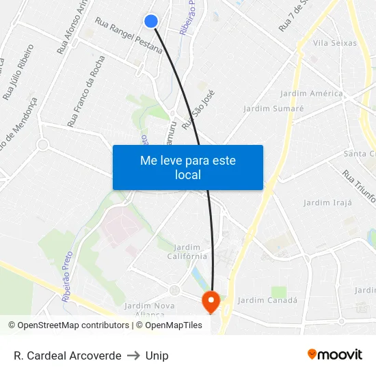 R. Cardeal Arcoverde to Unip map