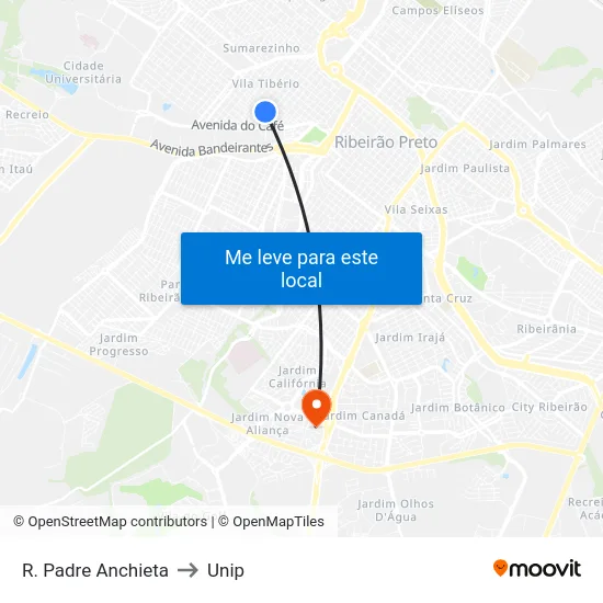 R. Padre Anchieta to Unip map