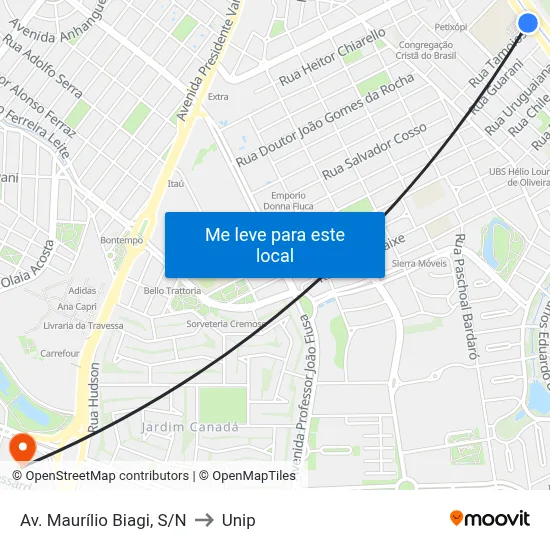 Av. Maurílio Biagi, S/N to Unip map