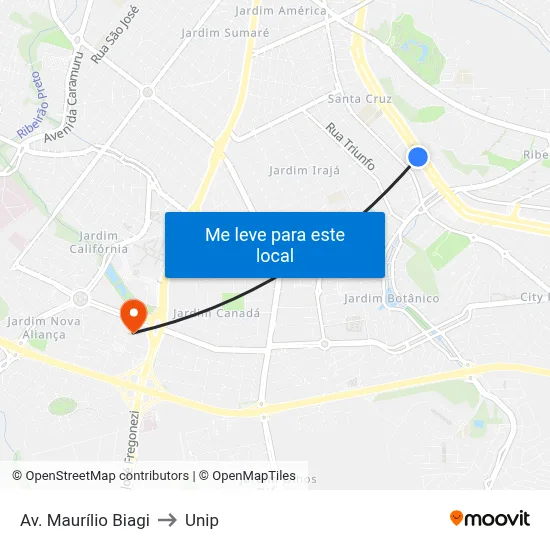 Av. Maurílio Biagi to Unip map