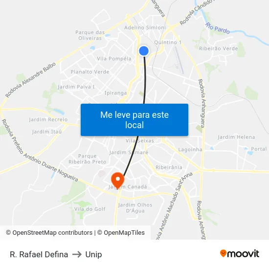 R. Rafael Defina to Unip map