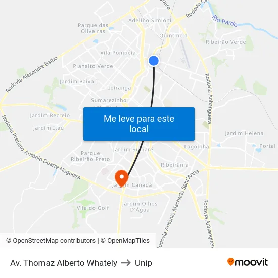 Av. Thomaz Alberto Whately to Unip map
