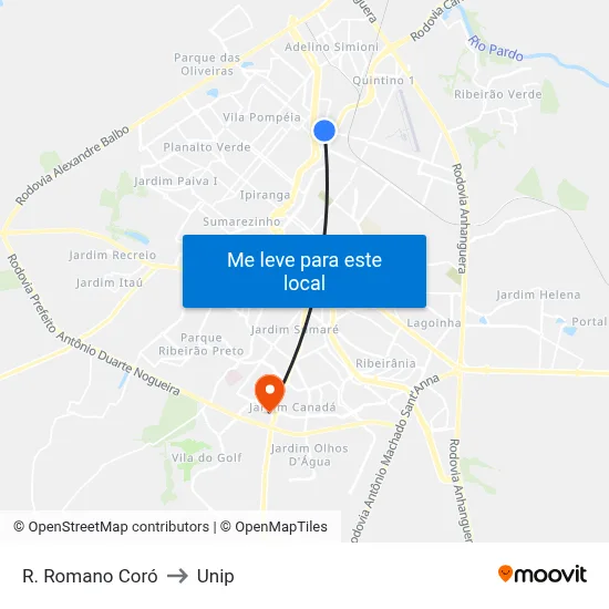 R. Romano Coró to Unip map