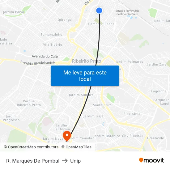 R. Marquês De Pombal to Unip map