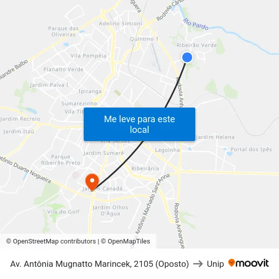 Av. Antônia Mugnatto Marincek, 2105 (Oposto) to Unip map