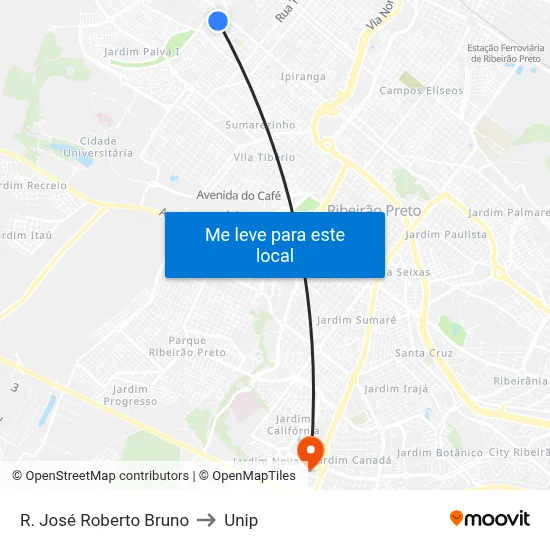 R. José Roberto Bruno to Unip map
