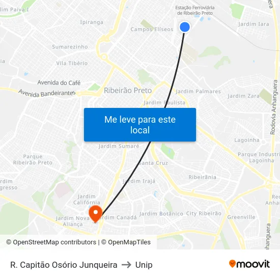 R. Capitão Osório Junqueira to Unip map