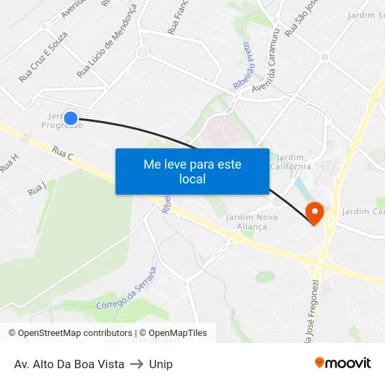 Av. Alto Da Boa Vista to Unip map