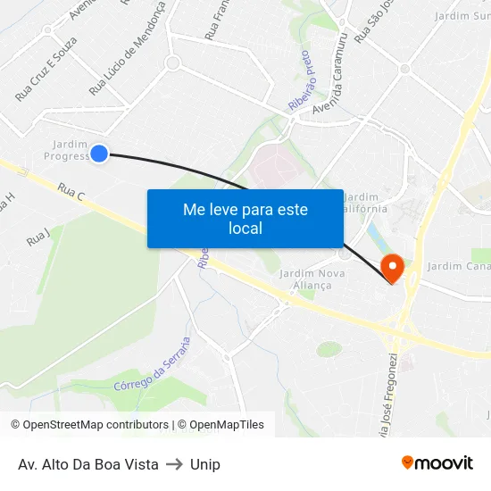Av. Alto Da Boa Vista to Unip map