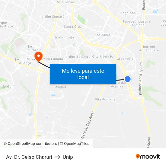 Av.  Dr. Celso Charuri to Unip map