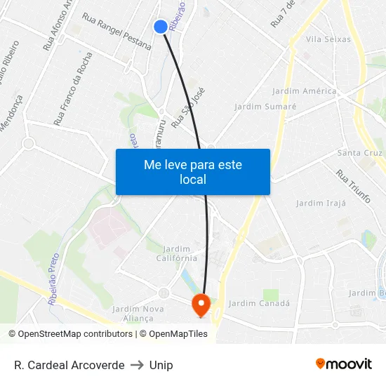 R. Cardeal Arcoverde to Unip map