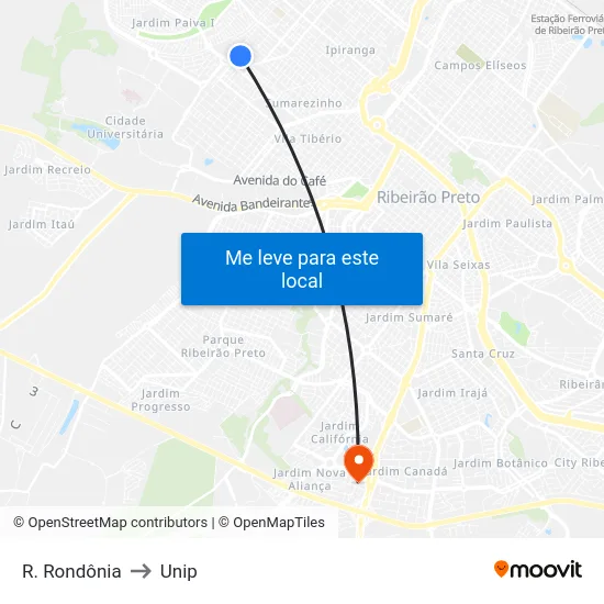 R. Rondônia to Unip map