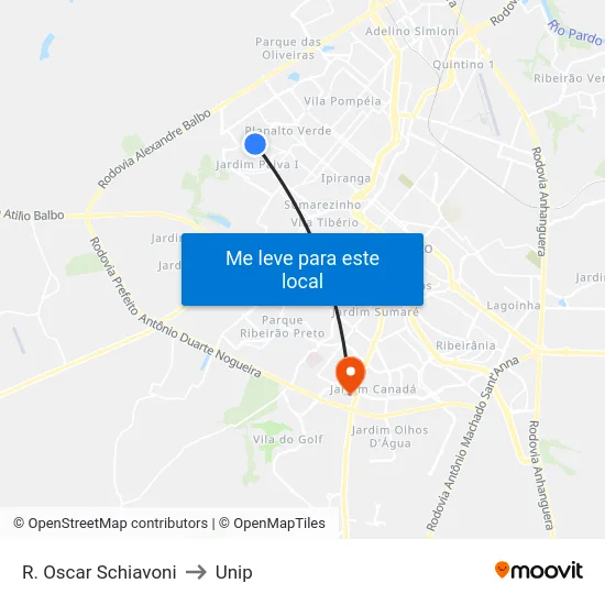 R. Oscar Schiavoni to Unip map