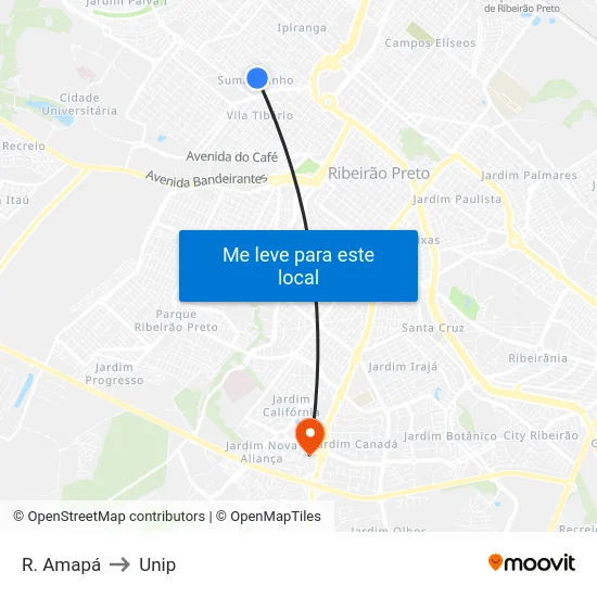 R. Amapá to Unip map