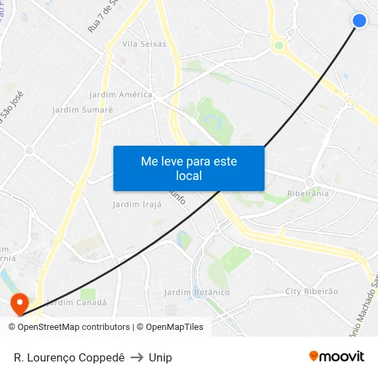 R.  Lourenço Coppedê to Unip map