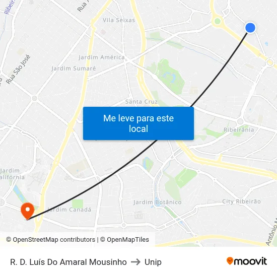 R. D. Luís Do Amaral Mousinho to Unip map