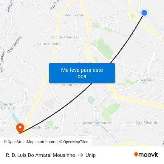 R. D. Luís Do Amaral Mousinho to Unip map
