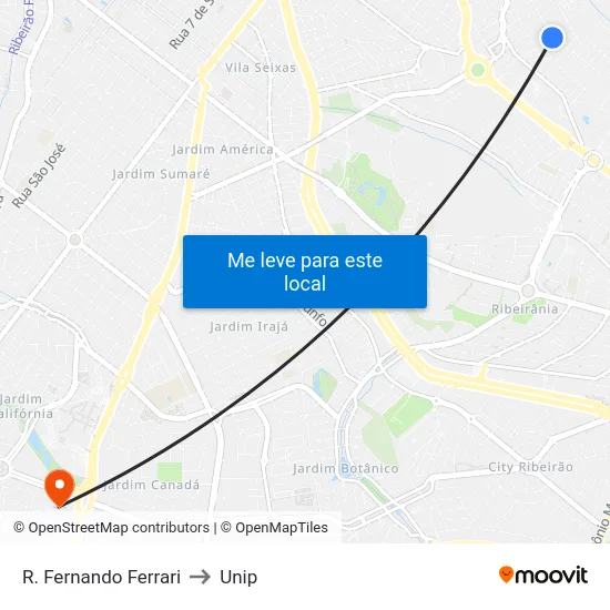 R. Fernando Ferrari to Unip map