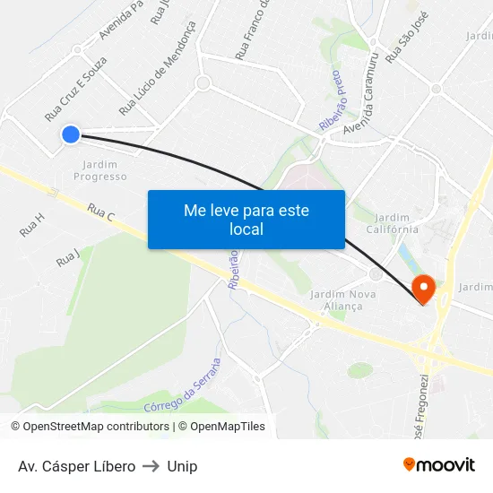 Av. Cásper Líbero to Unip map