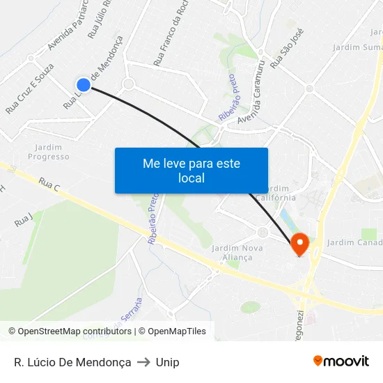 R. Lúcio De Mendonça to Unip map