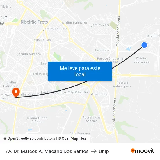 Av. Dr. Marcos A. Macário Dos Santos to Unip map