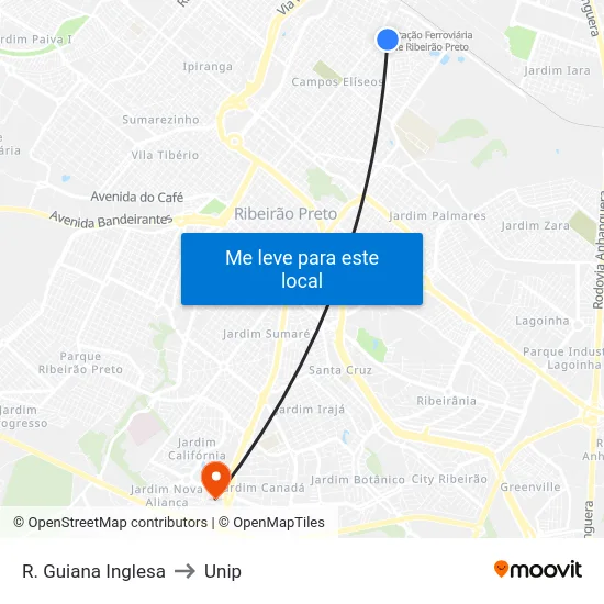 R. Guiana Inglesa to Unip map