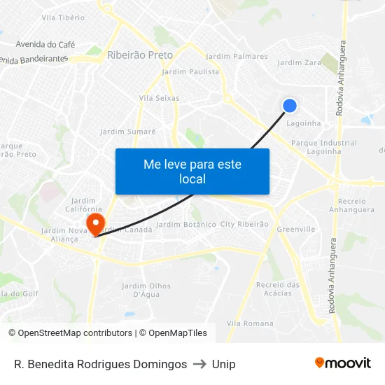 R. Benedita Rodrigues Domingos to Unip map