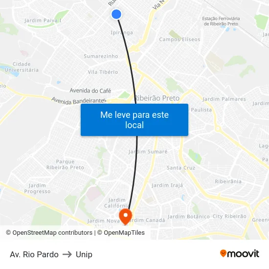Av. Rio Pardo to Unip map