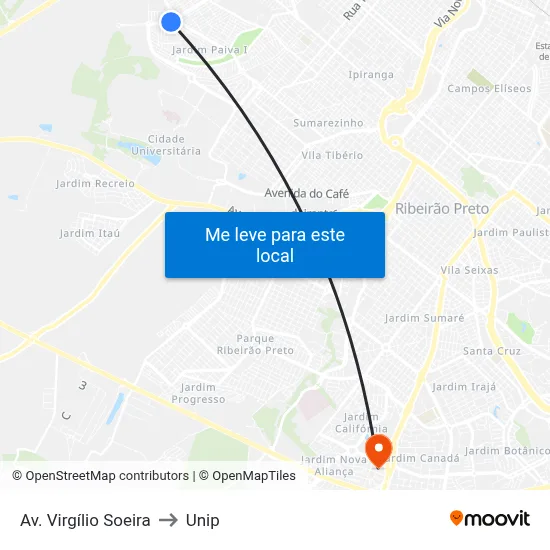 Av. Virgílio Soeira to Unip map