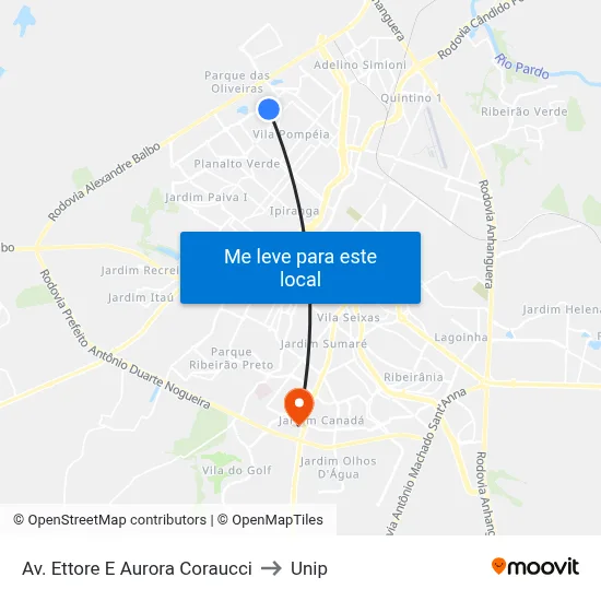 Av. Ettore E Aurora Coraucci to Unip map