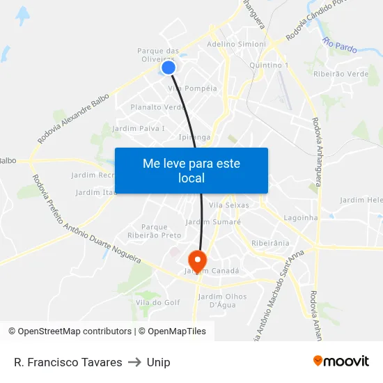 R. Francisco Tavares to Unip map