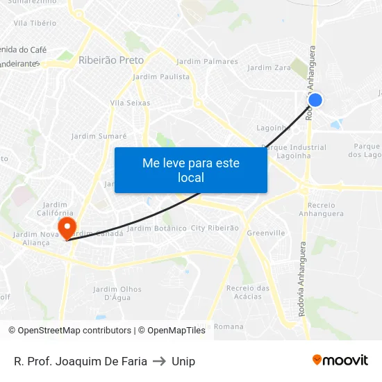 R. Prof. Joaquim De Faria to Unip map