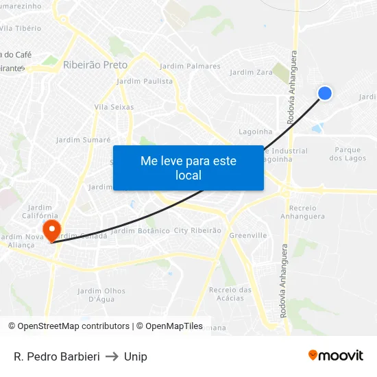 R. Pedro Barbieri to Unip map