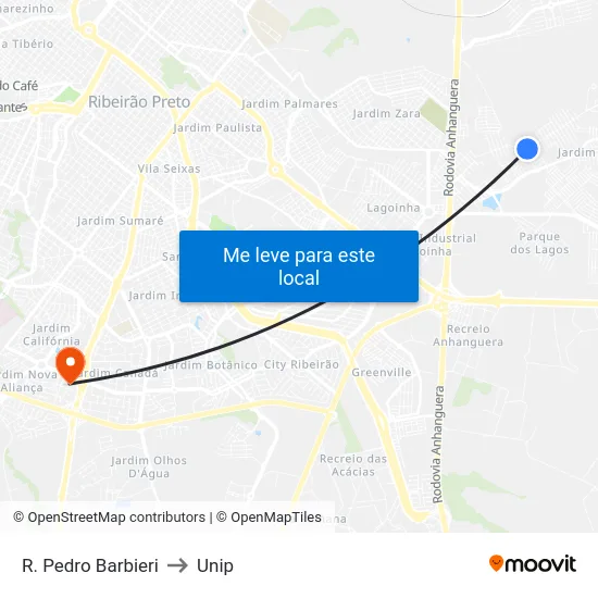 R. Pedro Barbieri to Unip map